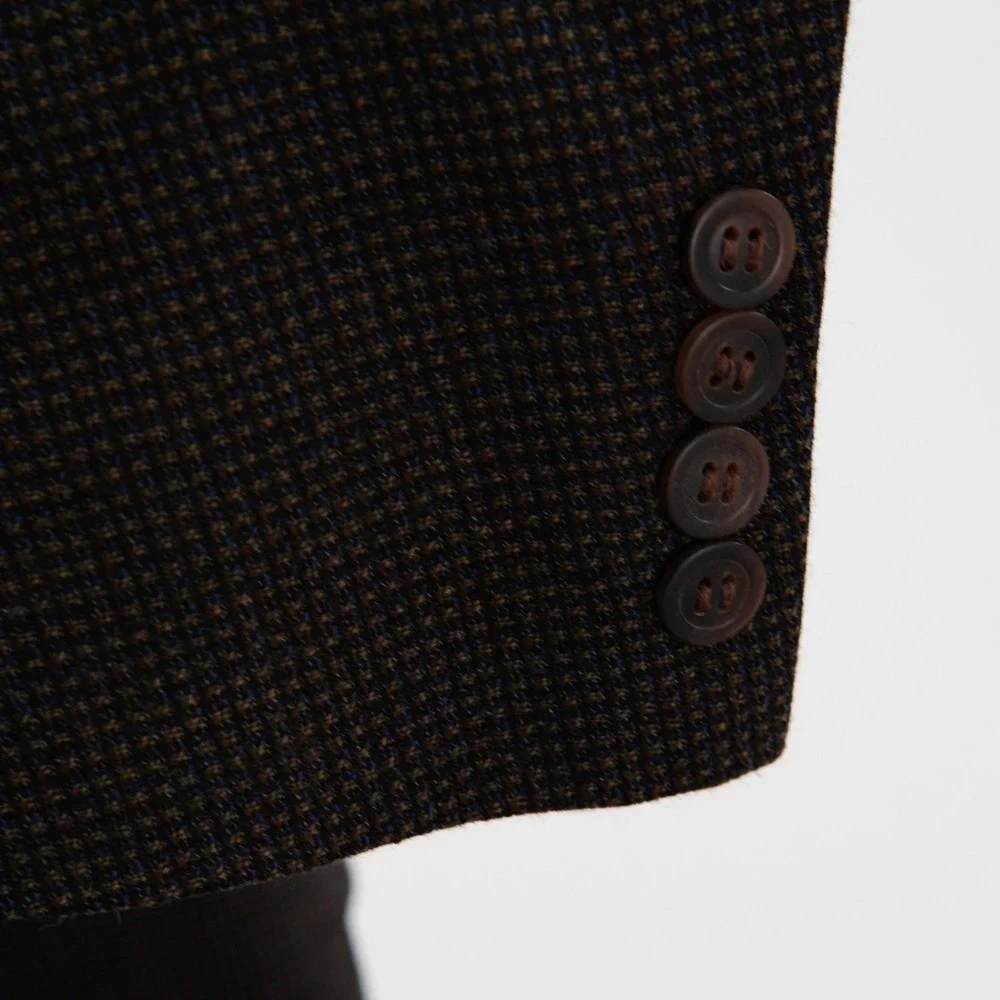 Hart Schaffner Marx Soft Tweed Wool Brown Tan Blue Check Sport Coat 40R Tag 39R